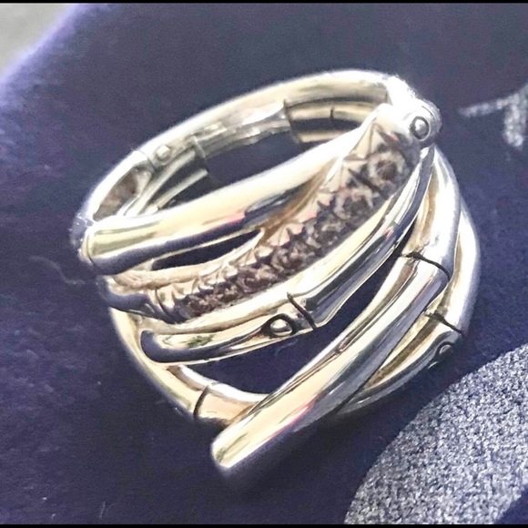 ๐ธ๐ธ๐ธ SOLD ๐ธ๐ธ๐ธ JOHN HARDY 925 Silver Bamboo Pave Diamond Ring - Picture 4 of 7